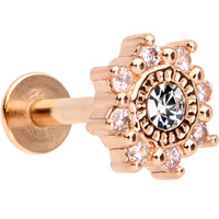 1/4 Clear CZ Rose Gold Tone Starflake Cartilage Tragus Earring