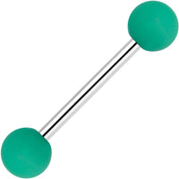 Green Silicone Coated Acrylic Ball End Barbell Tongue Ring