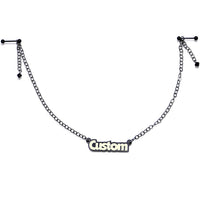 Custom Black Glow Name Nipple Chain Created with Crystals