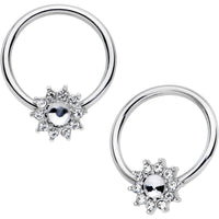 14G 13mm Clear CZ Gem Flower Fairy BCR Captive Ring Set