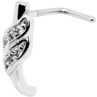 18G Clear CZ Swish Faux Hoop L Shaped Nose Ring
