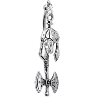 Handcrafted Viking Axe and Helmet Double Mount Dangle Belly Ring