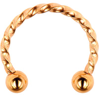 16G 3/8 Rose Gold Tone Twisted Horseshoe Circular Barbell