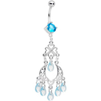 Blue Gem Clover Chandelier Dangle Belly Ring