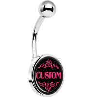Custom Pink Personalized Name Belly Ring