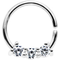 18G 5/16 Clear Cubic Zirconia Stainless Steel Circular Ring