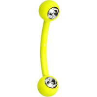 3/8 Clear Gem Yellow Acrylic Over Steel Curved Eyebrow Piercing
