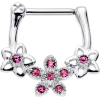 16G 5/16 Pink Gem Field of Flowers Septum Clicker