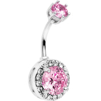 Pink Clear Gem Top to Bottom Trendy Belly Ring
