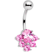 Pink Gem Bursting With Brilliance Belly Ring