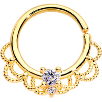 16G 5/16 Clear CZ Gem Gold Plated Seamless Circular Ring