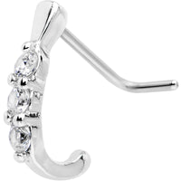 20G Clear CZ Gem Faux Hoop L Shaped Nose Ring